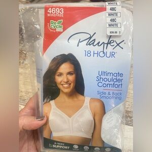 Playtex 18Hour Ultimate Shoulder Comfort Wireless Bra White 48C New